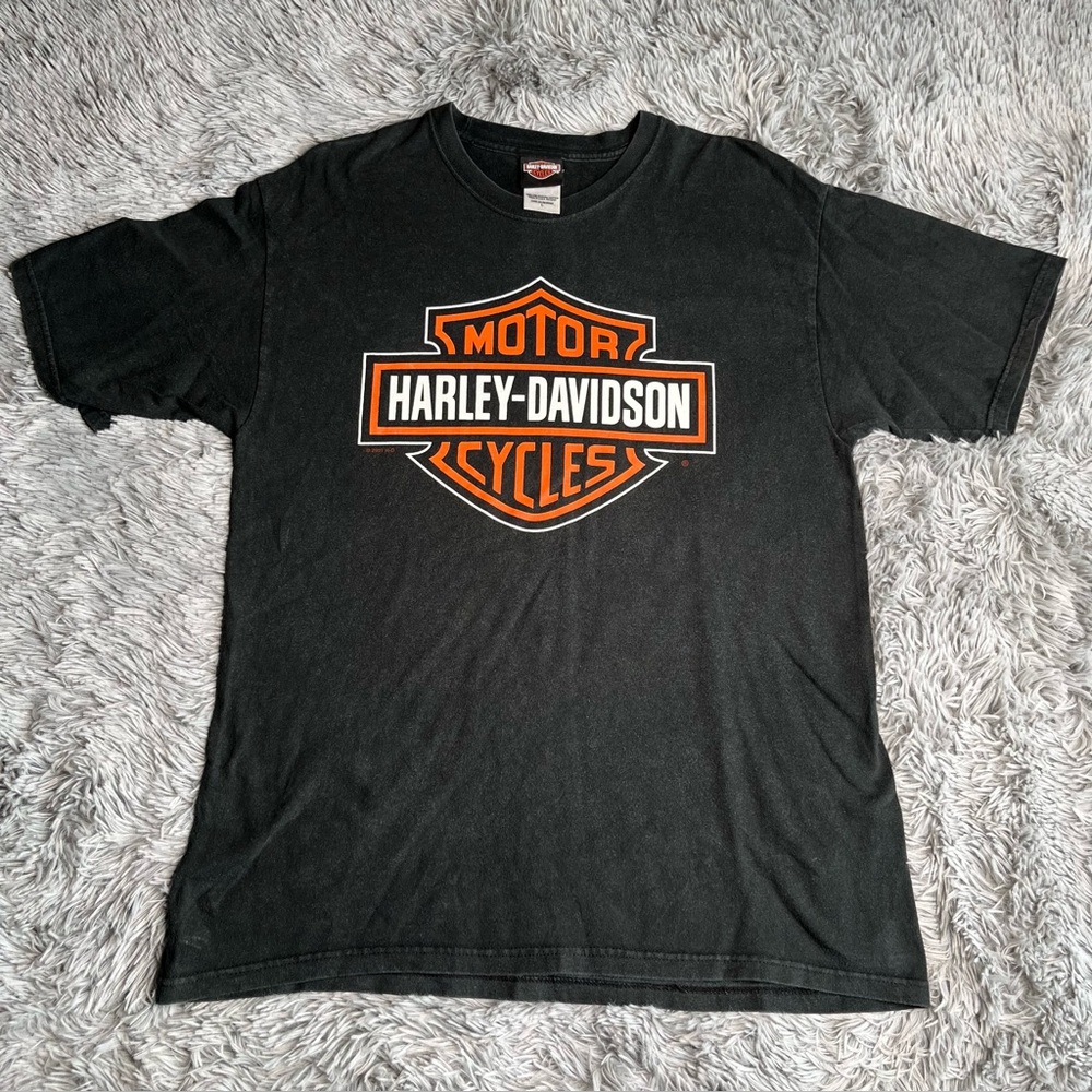 Beefy T Harley Davidson Tshirt Mens Large Vintage Black Missouri Spellout 2001